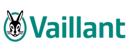 The Vaillant logo features a stylized rabbit head inside a green oval, next to the word "Vaillant" written in bold, teal letters on a light background.